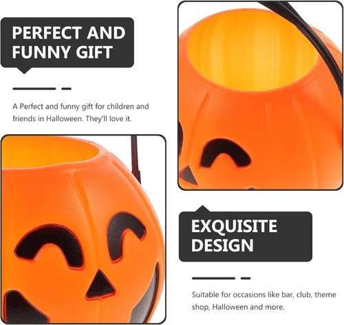 Miniatura 4 de TOYANDONA 3 piezas de calabaza cubo calabaza decoración mini decoración Halloween decoración adornos colgante de Halloween niños truco o trato