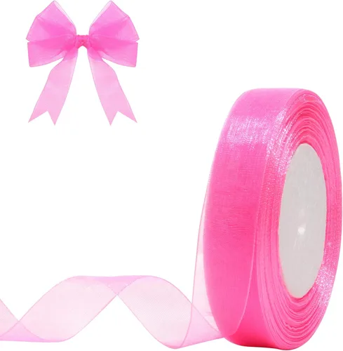 Miniatura 24 de Cinta de organza transparente de 3/4 de pulgada, 50 yardas, cinta de gasa para envolver regalos, decoración de Navidad, Halloween, ramo de boda