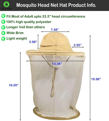 Miniatura 6 de Mosquito Head Net Hat, Providing a Physical Barrier to Help Keep Mosquitoes and Bugs Away from Your Face Gorro beige.