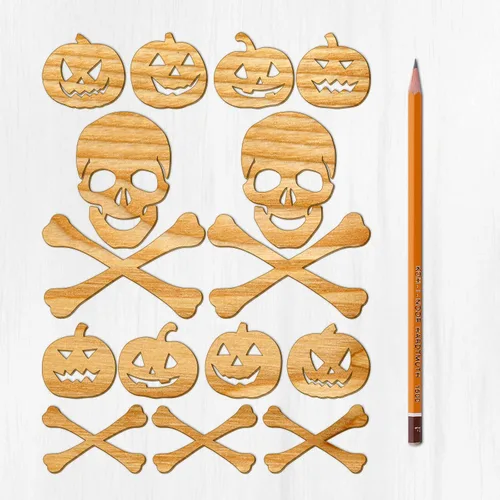 Miniatura 20 de Ajoure Fine Lasercut Embelishments # Lindas calabazas y árboles espeluznantes Halloween Vintage chapa madera contrachapada silueta para manualidades