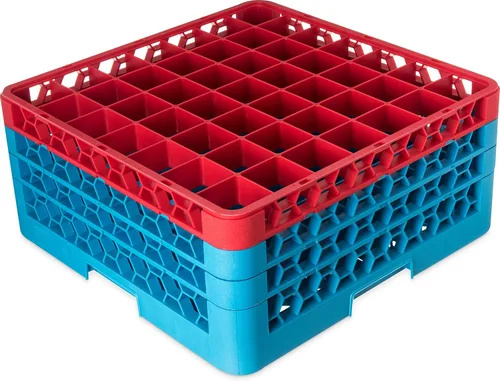 Miniatura 137 de Carlisle FoodService Products RG9-214 OptiClean Estante de vidrio con 9 compartimentos con 2 extensores, 7.12 pulgadas, polipropileno, azul