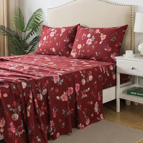 Miniatura 61 de FADFAY Juego de sábanas de rosas blancas, ropa de cama vintage floral de rosas, ropa de cama estilo rústico, 100% algodón egipcio percal, 800 hilos