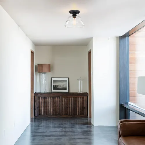 Miniatura 6 de MEXO Lámpara de Techo Industrial Semi-empotrada, Luminaria Moderna de Vidrio Transparente Estilo Casa de Campo de 10" Luces de Techo Cercanas al
