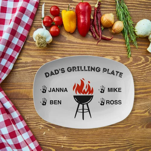 Miniatura 5 de Plato personalizado para asar a la parrilla de papá para hijo e hija, placa personalizada para nombres de niños para nieto, nieta, plato único