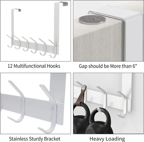Miniatura 3 de DOKU Gancho sobre la puerta, soporte resistente para colgar sobre la puerta para abrigos, batas, sombreros, ropa y toallas, organizador de baño