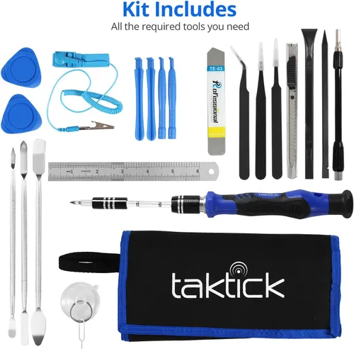 Miniatura 3 de taktick TackTik - Juego de herramientas de destornillador de precisión de 80 piezas con múltiples puntas, reparación magnética, pinzas, ventosas