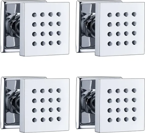 Miniatura 19 de HOMEDEC Cabezal de ducha redondo de latón de 2 pulgadas, para masaje, spa, soporte de pared, 4 piezas, negro mate