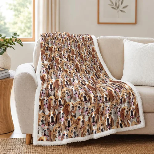 Miniatura 48 de BlessLiving Golden Retriever - Manta con patrones densos de perros, manta de forro polar Sherpa para sofá cama, manta suave y acogedora