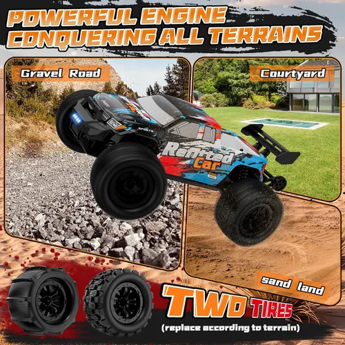 Miniatura 6 de 1/16 4X4 de alta velocidad 40-50+KM/H (pico) RC Cars Monster Truck – 390 motor duradero eje y suspensión RC camión Baterías de 3000 mAh Juguetes