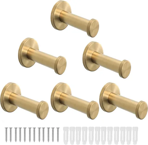 Miniatura 13 de Ganchos para toallas de baño, paquete de 6 ganchos redondos para abrigos, gancho resistente para bata montado en la pared, colgador de ropa Cromo
