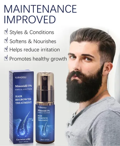 Miniatura 4 de Minoxidil - Solución tópica al 5% en aerosol de suero para barba/crecimiento del cabello de los hombres, anti pérdida de cabello, hace que