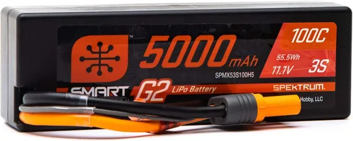 Batería Spektrum 11.1V 5000mAh 3S 100C Smart G2 Hardcase LiPo: IC5, SPMX53S100H5