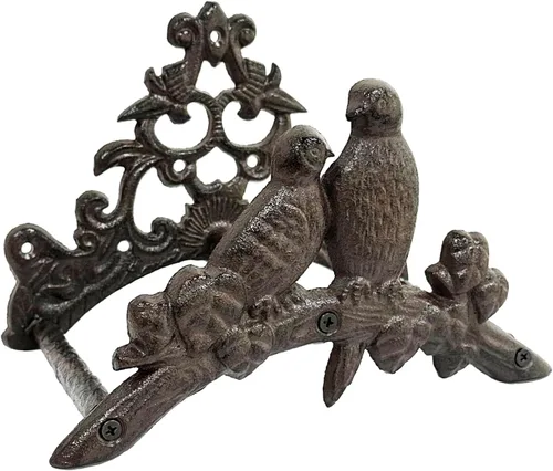 Soporte para manguera de jardín de hierro fundido resistente para manguera de agua, montaje en pared exterior, estante decorativo de metal sólido,