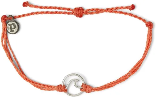 Pura Vida - Pulsera de plata con diseño de onda OG Dije chapado en plata, correa ajustable, 100% impermeable
