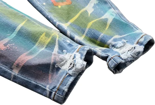 Miniatura 210 de Baylvn - Pantalones de mezclilla entallados y estampados para hombre con corte recto