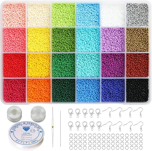 Miniatura 11 de Bala&Fillic Tamaño casi uniforme de 0.079 pulgadas (0.079 in), cuentas redondas de semillas alrededor de 20000 piezas en caja, 12/0 cuentas