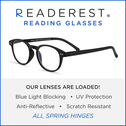 Miniatura 4 de Readerest Round Blue Light Reading Glasses - Computer Glasses w/Spring Hinges - UV Protection, Anti Glare & Eye Strain