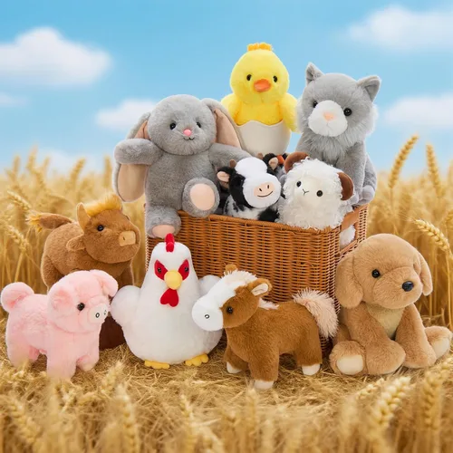 Miniatura 3 de MaoGoLan Paquete de 10 peluches de animales de granja a granel con caballo, vaca, perro, gato y más, juguetes educativos, decoración de fiesta