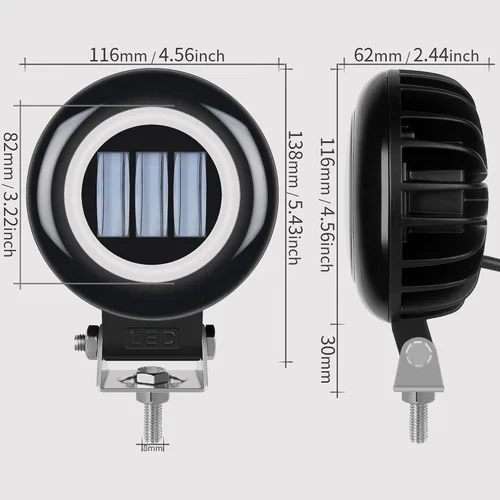 Miniatura 3 de Luz Antiniebla Redonda de 5 Pulgadas 30W Pods LED Blancos Haz de Inundación Para Automóvil 4x4 Todoterreno Camión 12V 24V LED Ojos de Ángel Ámbar