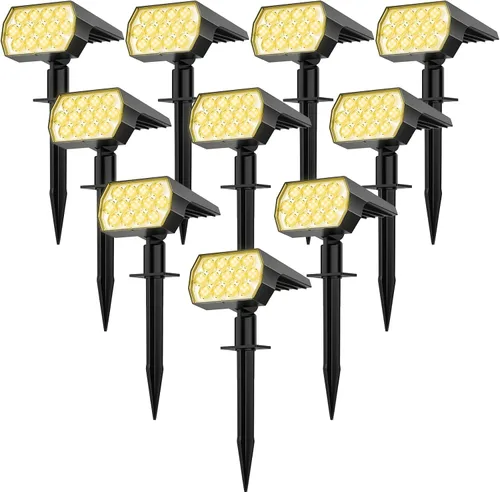 Miniatura 13 de WELALO Focos solares para exteriores, [2 unidades/65 LED/3 modos] focos solares de paisaje, luces de seguridad alimentadas por energía solar, luces