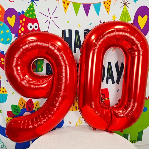 Miniatura 6 de Globo gigante de helio de 40 pulgadas, número 0 rojo, de poliéster, película de aluminio, 0-9, para niña y niño, autoinflable, dígito cero