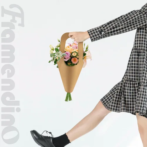 Miniatura 6 de Framendino, Paquete de 50 bolsas de regalo de flores de papel kraft, ramo de envoltura floral con asa, fundas para floristería para embalaje, boda