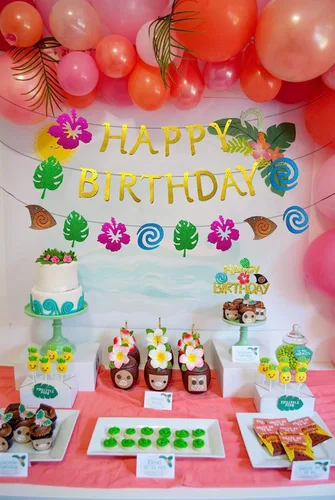 Miniatura 2 de JeVenis Mona - Decoración de cumpleaños de Hawaii, pancarta de cumpleaños de Luau, decoración de fiesta de cumpleaños hawaiano para fiesta de verano