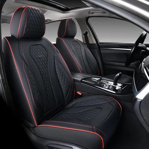 Miniatura 12 de Coverado Fundas de Asiento, Fundas de Asiento de Coche para Asientos Delanteros, Funda de Asiento de Coche Roja, Fundas de Asiento de Coche Rojo