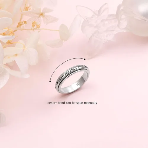 Miniatura 2 de Anillo giratorio de plata de ley 925 para hombres y mujeres, anillos para aliviar la ansiedad y el estrés y TDAH, anillos para autismo con mensaje