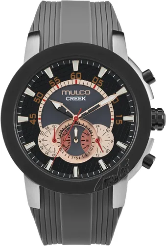Miniatura 34 de MULCO Relojes para hombre - Creek, caja de acero inoxidable con correa de silicona para la muñeca, movimiento multifuncional de cuarzo, pantalla