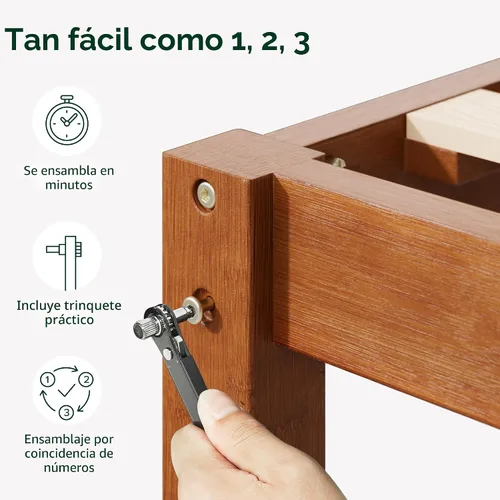 Miniatura 6 de Zinus Leah - Marco de cama de plataforma de bambú con cabecero, no necesita somiers, soporte de listones de madera, fácil de montar, tamaño Queen