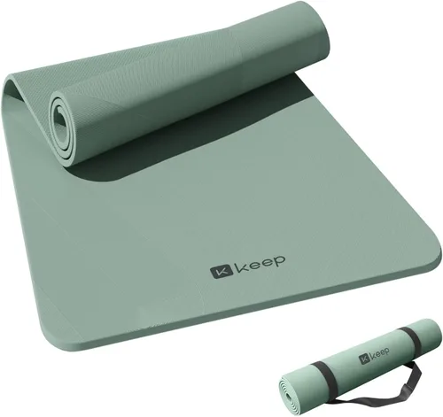 KEEP Tapete de yoga, 32 pulgadas, extra ancho, para hombres y mujeres, 0.276 in de grosor, doble cara, antideslizante, ecológico, tapete de yoga
