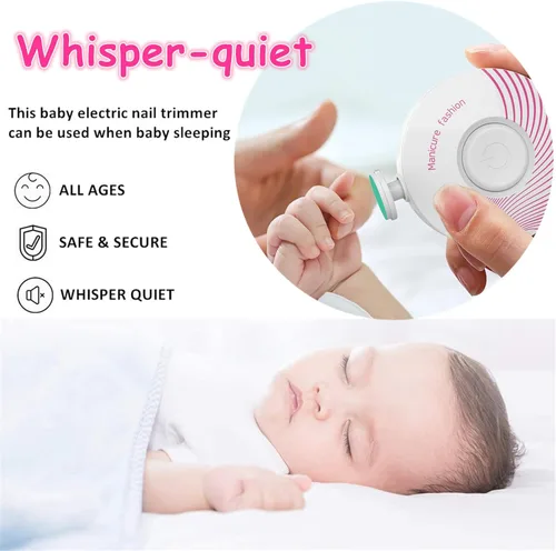 Miniatura 4 de Cortadora de uñas para bebé, eléctrica, fácil y segura, lima de uñas para bebés recién nacidos, cortaúñas silenciosa, 6 cabezales de molienda