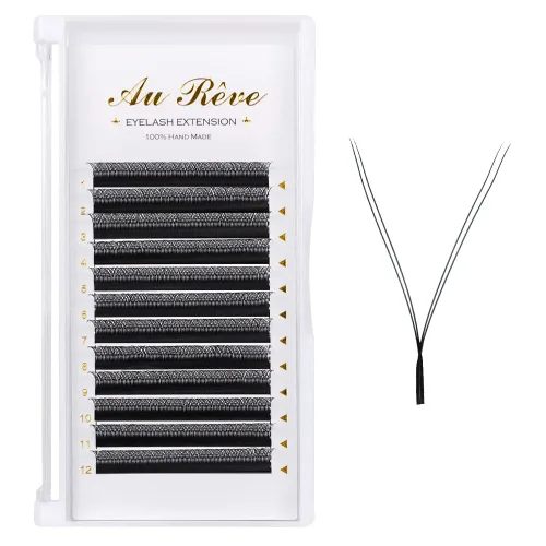 Miniatura 30 de Extensiones de pestañas YY, extensiones de pestañas Y, rizo D, 0.003 in, 0.472 in, bandeja mixta en forma de Y, volumen 4D, pestañas postizas de uso