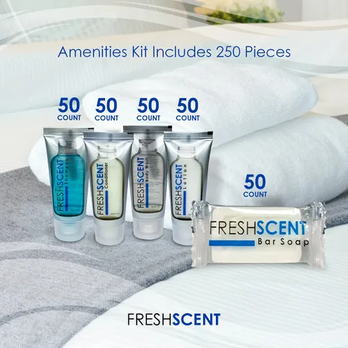 Miniatura 2 de Freshscent Hotel Collection - Juego de 250 piezas de artículos de tocador a granel de tamaño de viaje, kit de 50 tubos de 1 oz cada uno, champú