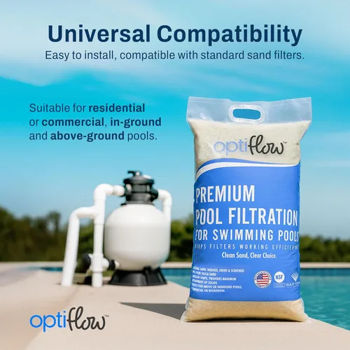Miniatura 6 de OptiFlow Paquete de 4 Arena para Filtro de Piscina, Filtración Premium con Fórmula de Sílice Pura, 50 Libras - Accesorios y Suministros del Sistema