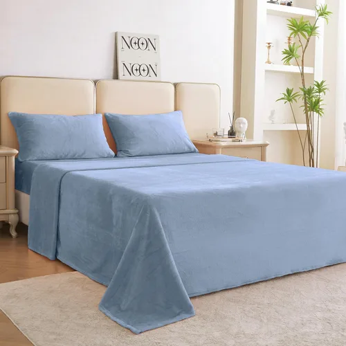Miniatura 120 de Viviland Juego de sábanas de microforro polar tamaño matrimonial, sábanas ajustadas tipo franela para Navidad con bolsillo de 15" de profundidad