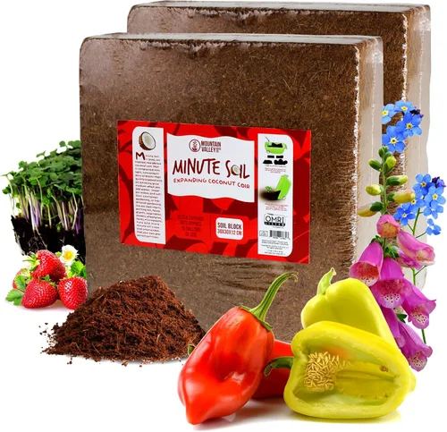 Miniatura 8 de Mountain Valley Seed Company Minute Soil - Ladrillo de fibra de coco comprimido, medio de cultivo de fibra, tierra para macetas para plantas