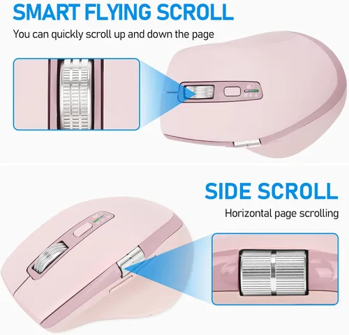 Miniatura 5 de INFINMIND Ratón inalámbrico Bluetooth de desplazamiento lateral con múltiples dispositivos, mouse ergonómico para computadora con desplazamiento Rosa