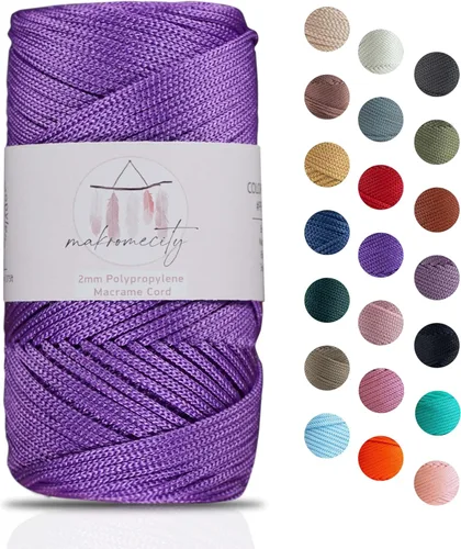 Miniatura 52 de Makromecity, Cordón de macramé de poliéster de 2 mm x 38 m (125 yardas) 2 mm de polipropileno, cordón de macramé para crochet, bolsas de macramé