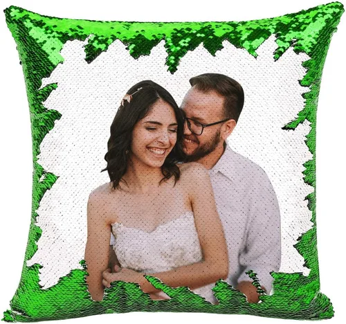Miniatura 13 de LingLing Design - Almohada personalizada de lentejuelas, almohadas de fotos personalizadas, decoración mágica reversible del hogar, regalos