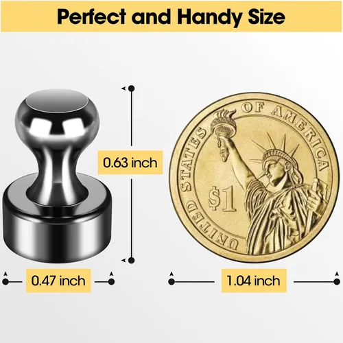 Miniatura 2 de Paquete de 20 Chinchetas Magnéticas, Imanes Negros Fuertes para Refrigerador, Imanes para Pizarra Blanca, Imanes para Refrigerador Fuertes, Imanes