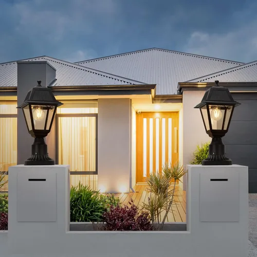 Miniatura 8 de LUTEC Luz de Poste Solar LED, Luz de Poste de Lámpara Solar de Aluminio Fundido, Cabezal de Luz de Poste Impermeable del Atardecer al Amanecer, 200