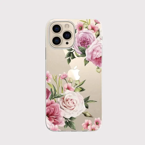 Miniatura 3 de Blingy's Funda para iPhone 13 Pro (6.1 pulgadas), bonito patrón de rosas retro con diseño de flores de rosa, transparente, funda protectora