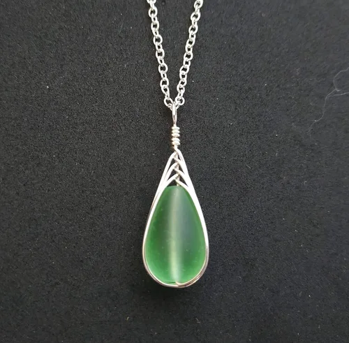 Miniatura 61 de Yinahawaii Collar de cristal de mar hecho a mano, joyería hawaiana para mujer, collar de lágrima trenzada, joyería única de cristal de mar