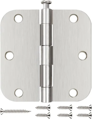 Miniatura 17 de 30 paquetes de bisagras de puerta mate negro de 3.5 x 3.5 pulgadas con radio de 5/8, bisagras interiores resistentes redondeadas para puertas, Negro