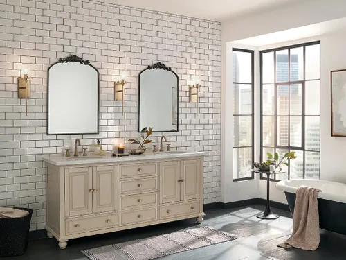 Miniatura 8 de Kichler, Aplique de pared Alton de 22.25 pulgadas con 1 luz, vidrio esmerilado transparente en bronce champán para pasillo, entrada, baño y tocador