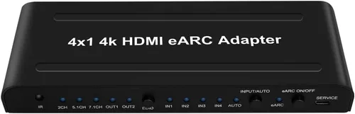 Miniatura 6 de 4x2 HDMI 2.0 eARC Audio Extractor & Switch, 4k HDMI eARC adaptador compatible con control remoto IR, interruptor eARC/ARC, barra de sonido, HDCP