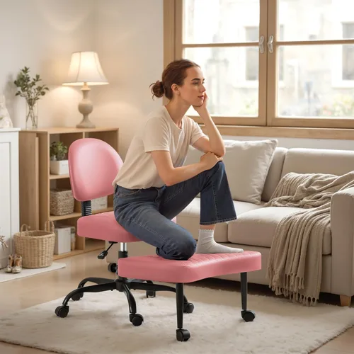 Miniatura 9 de Homall Silla ergonómica de escritorio de oficina con patas cruzadas con ruedas, giratoria de 360° y altura ajustable para meditación y TDAH, silla