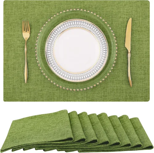 Miniatura 35 de homing - Juego de 4 manteles individuales de algodón y lino, manteles de tela lavables para mesa de comedor de estilo rústico para interiores y Negro